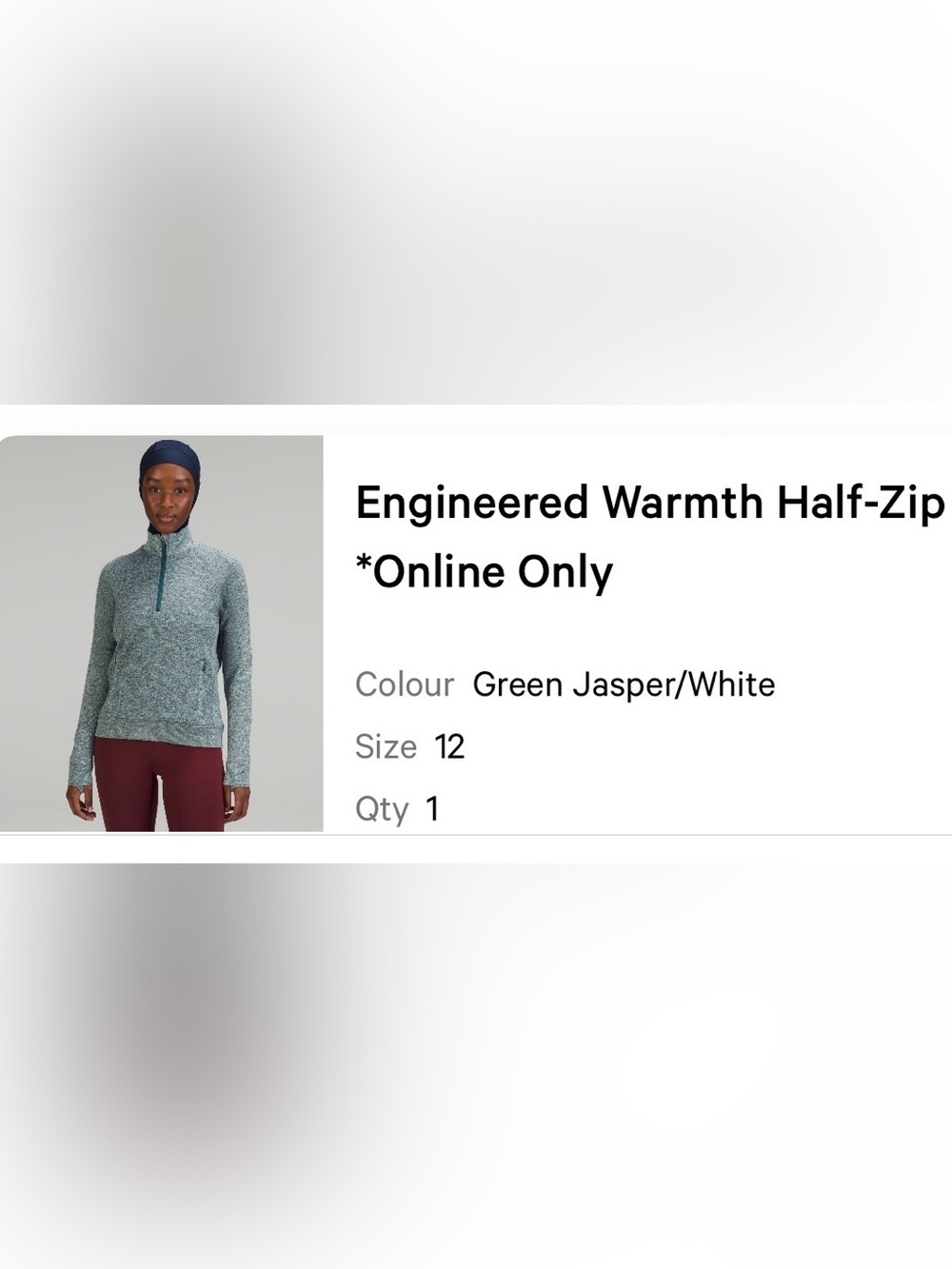 lululemon athletica Green Jasper & White Engineered Warmth Half-Zip
